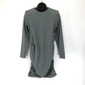 NEW Express Body Contour Collection Ruched Dress Women's Medium Gray Long Sleeve